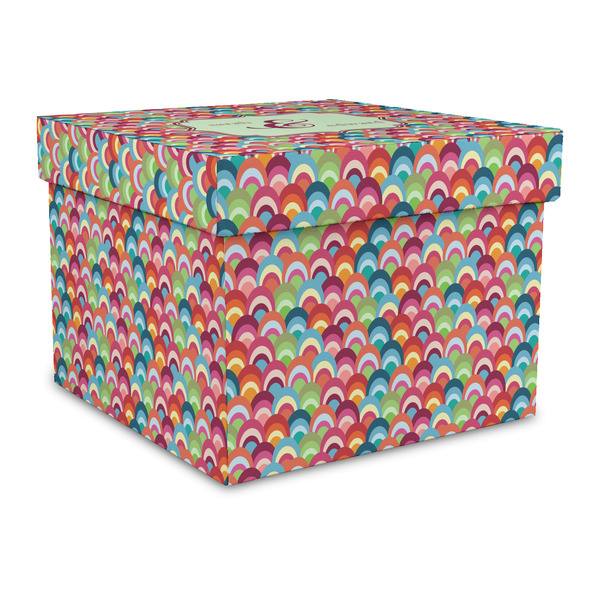 Custom Retro Fishscales Gift Box with Lid - Canvas Wrapped - Large (Personalized)