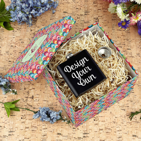 Retro Fishscales Gift Boxes with Lid - Canvas Wrapped - Large - In Context