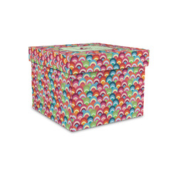 Retro Fishscales Gift Box with Lid - Canvas Wrapped - Small (Personalized)
