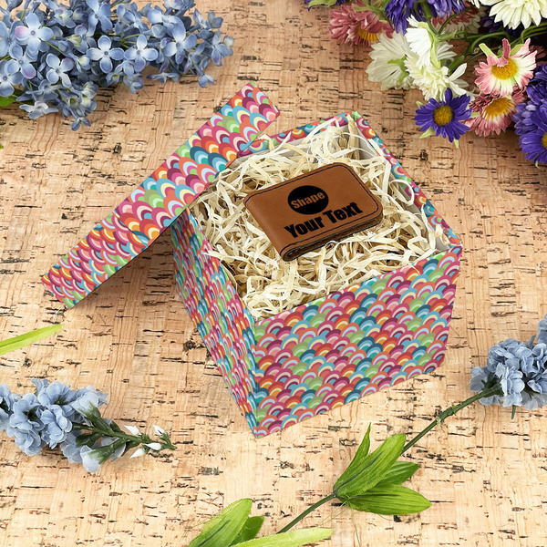 Retro Fishscales Gift Boxes with Lid - Canvas Wrapped - Small - In Context