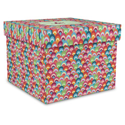 Retro Fishscales Gift Box with Lid - Canvas Wrapped - X-Large (Personalized)