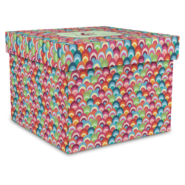 Custom Retro Fishscales Gift Box with Lid - Canvas Wrapped - X-Large (Personalized)