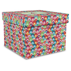 Retro Fishscales Gift Box with Lid - Canvas Wrapped - XX-Large (Personalized)