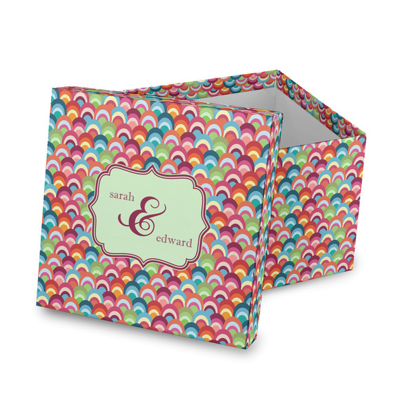 Custom Retro Fishscales Gift Box with Lid - Canvas Wrapped (Personalized)