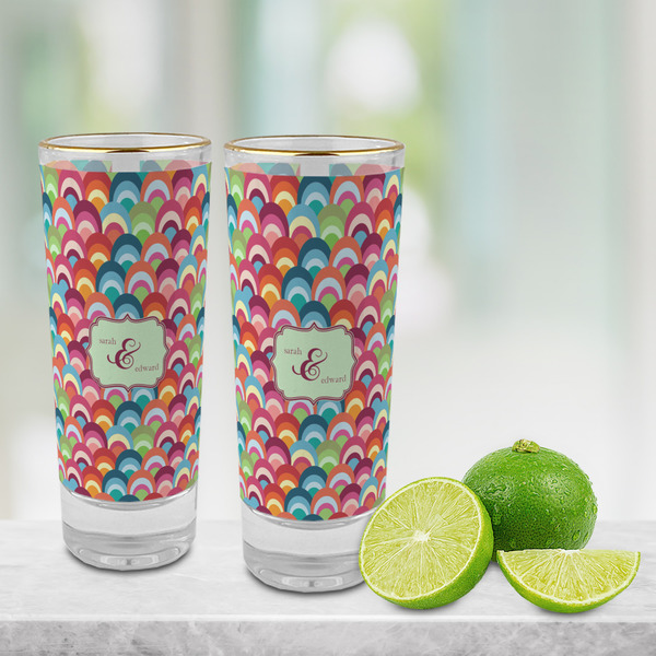 Retro Fishscales Glass Shot Glass - 2 oz - LIFESTYLE
