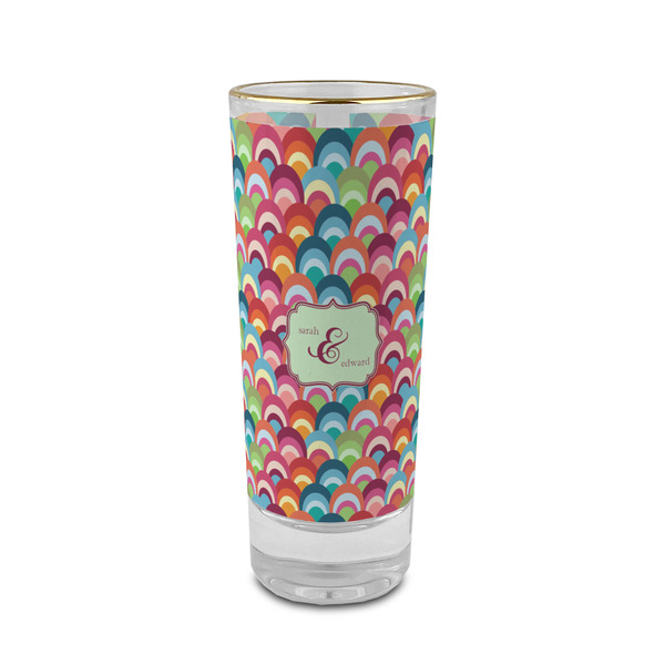 Custom Retro Fishscales 2 oz Shot Glass - Glass with Gold Rim (Personalized)