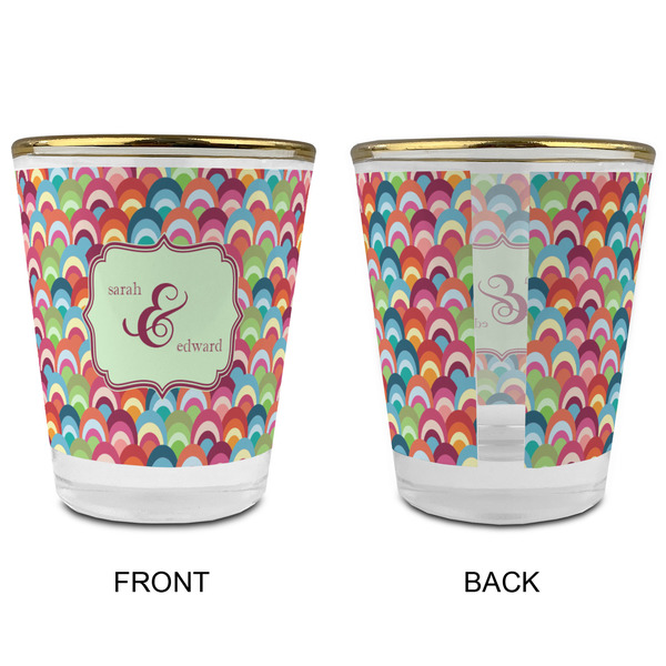 Retro Fishscales Glass Shot Glass - with gold rim - APPROVAL