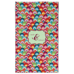 Retro Fishscales Golf Towel - Poly-Cotton Blend - Large w/ Couple's Names