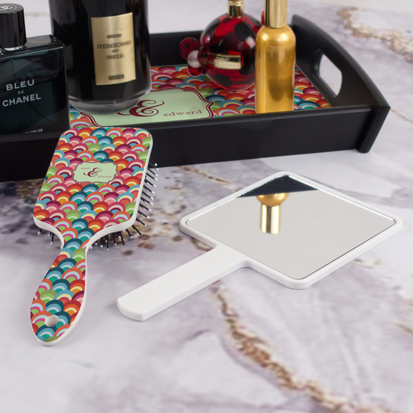Retro Fishscales Hair Brush - With Hand Mirror