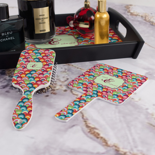 Retro Fishscales Hair Brush and Hand Mirror - Bathroom Scene