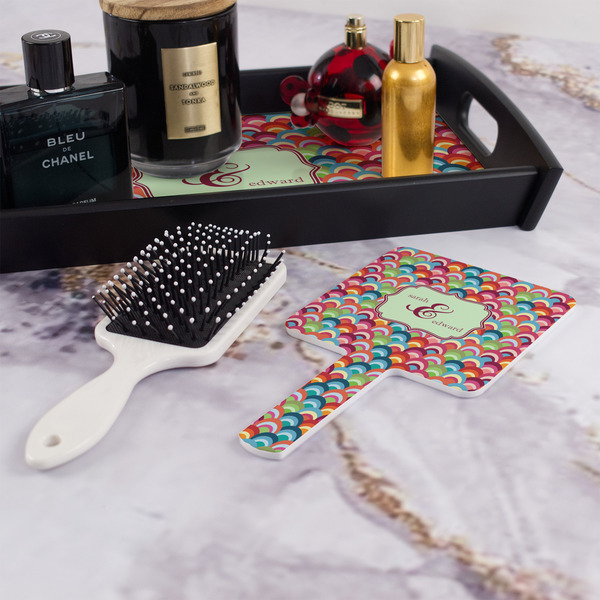 Retro Fishscales Hand Mirror - With Hair Brush