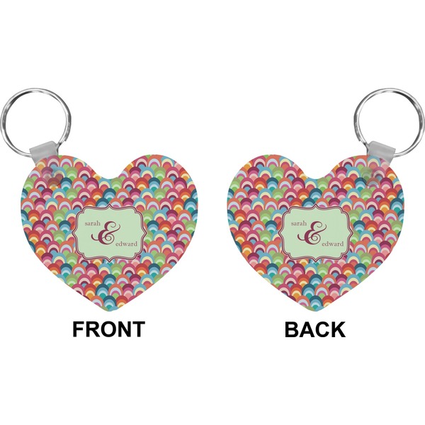 Retro Fishscales Heart Keychain (Front + Back)