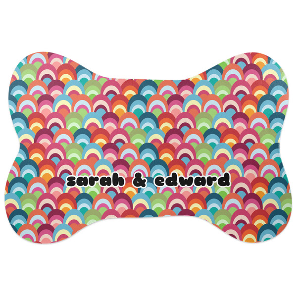 Custom Retro Fishscales Bone Shaped Dog Food Mat (Personalized)