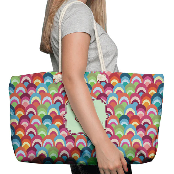 Retro Fishscales Large Rope Tote Bag - In Context View