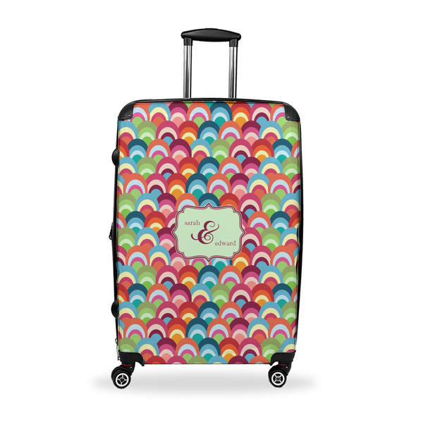 Custom Retro Fishscales Suitcase - 28" Large - Checked w/ Couple's Names