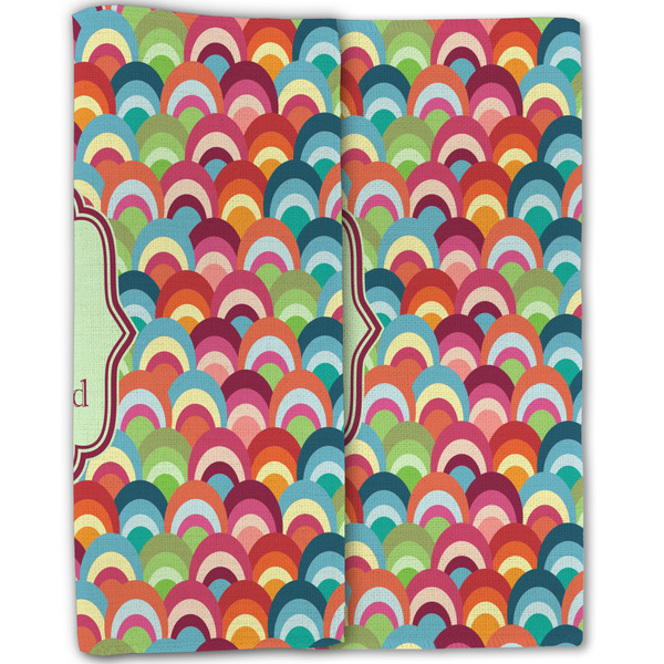 Retro Fishscales Linen Placemat - Folded Half (double sided)