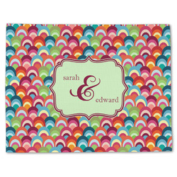 Retro Fishscales Single-Sided Linen Placemat - Single w/ Couple's Names