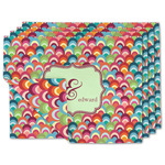 Retro Fishscales Linen Placemat w/ Couple's Names