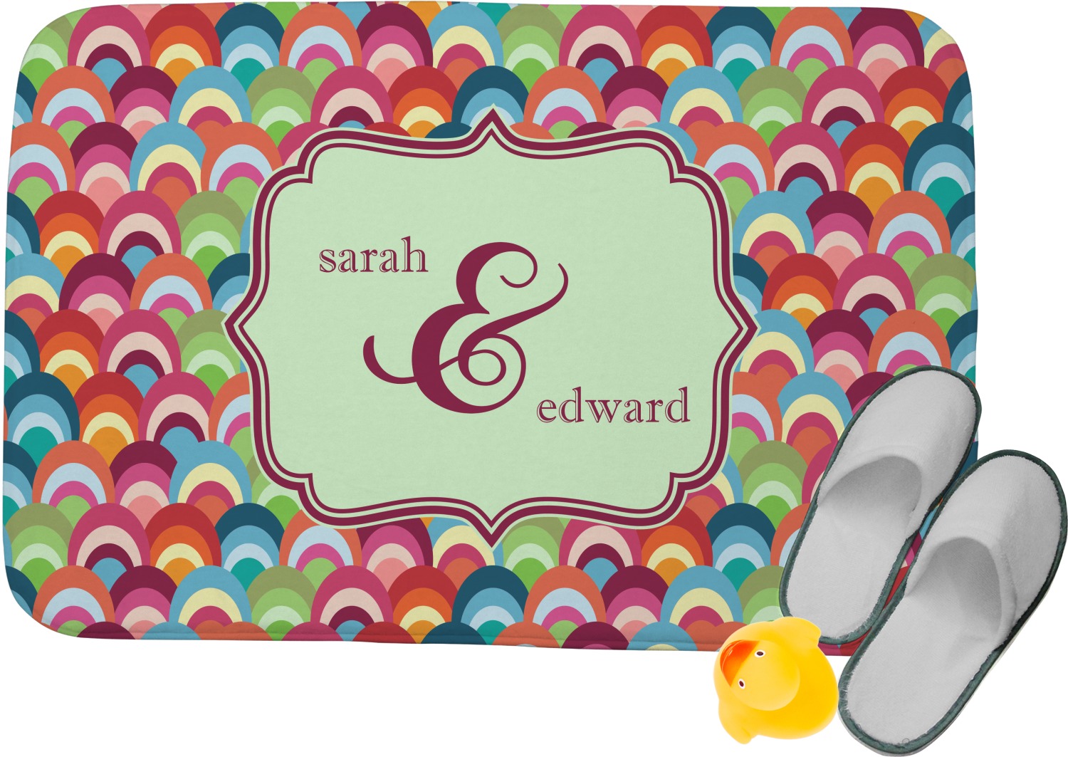 Custom Retro Fishscales Memory Foam Bath Mat (Personalized) YouCustomizeIt