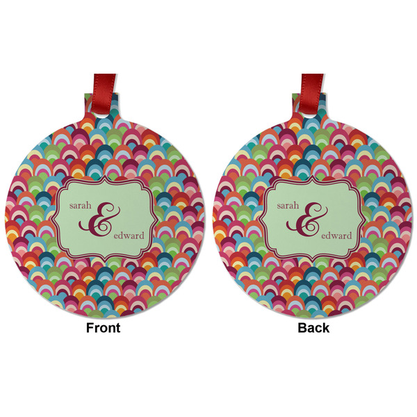 Retro Fishscales Metal Ball Ornament - Front and Back