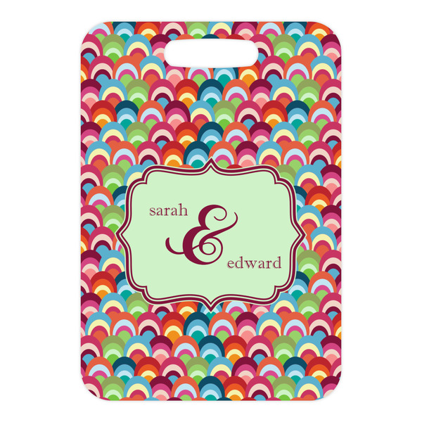 Retro Fishscales Metal Luggage Tag - Front Without Strap