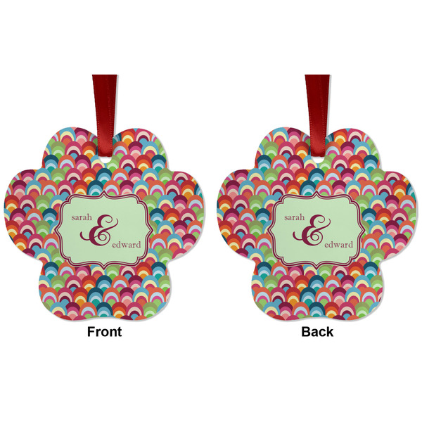 Retro Fishscales Metal Paw Ornament - Front and Back