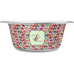 Retro Fishscales Stainless Steel Dog Bowl - Large (Personalized)