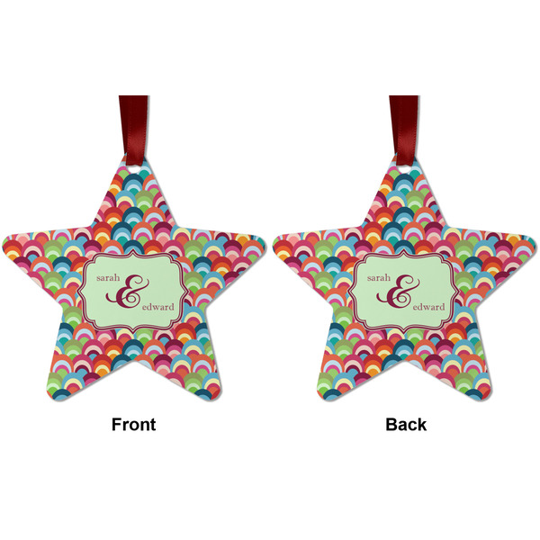 Retro Fishscales Metal Star Ornament - Front and Back