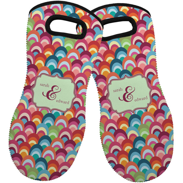 Retro Fishscales Neoprene Oven Mitt -Set of 2 - Front