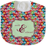 Retro Fishscales Velour Baby Bib w/ Couple's Names
