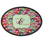 Retro Fishscales Iron On Oval Patch w/ Couple's Names