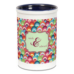 Retro Fishscales Ceramic Pencil Holders - Blue