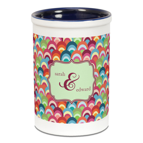 Retro Fishscales Pencil Holder - Blue