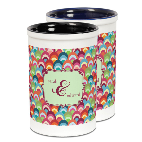 Custom Retro Fishscales Ceramic Pencil Holder - Large