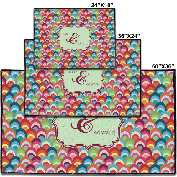 Retro Fishscales Personalized Door Mat - Group Parent IMF