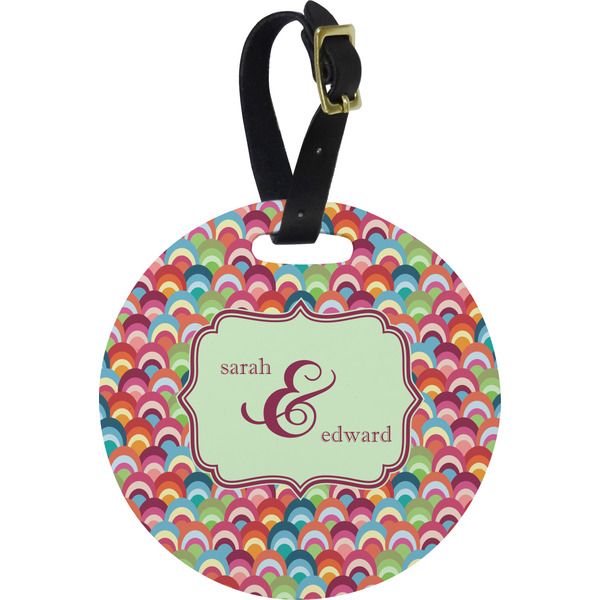 Custom Retro Fishscales Plastic Luggage Tag - Round (Personalized)