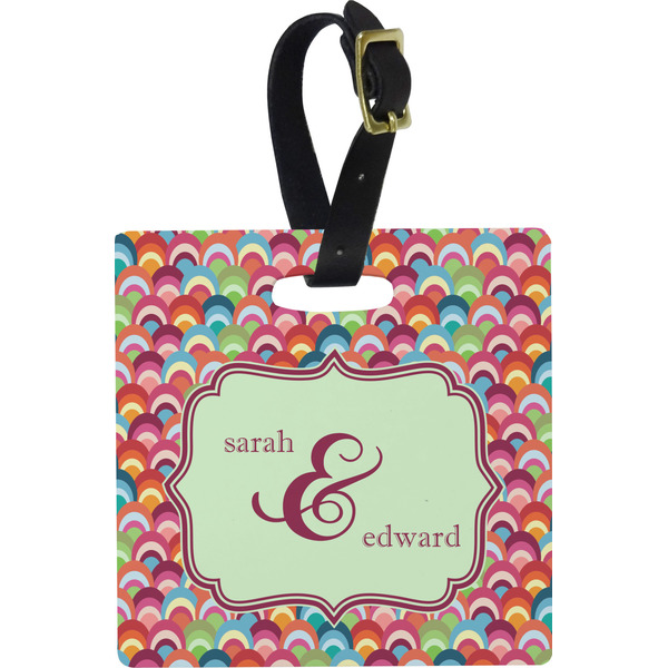 Retro Fishscales Personalized Square Luggage Tag