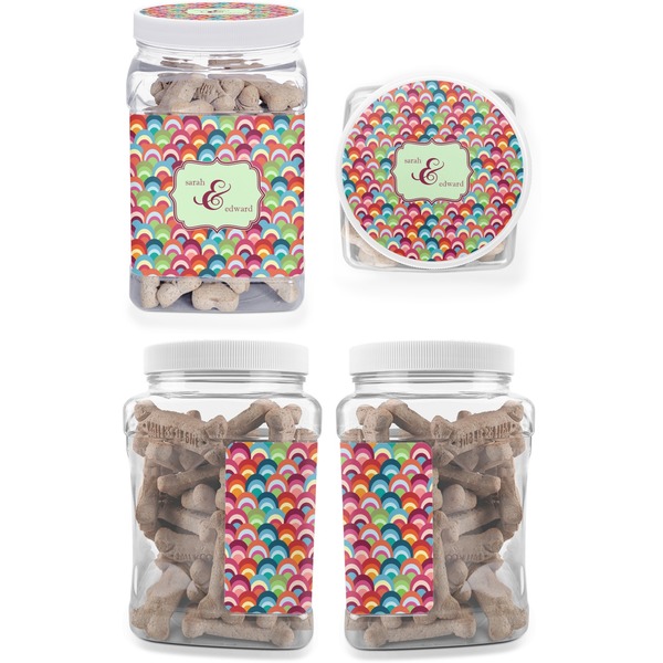Retro Fishscales Pet Treat Jar - Multiple Angles