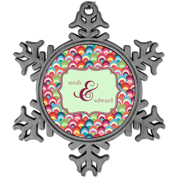 Custom Retro Fishscales Vintage Snowflake Ornament (Personalized)