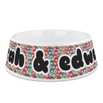 Retro Fishscales Plastic Dog Bowl - Medium (Personalized)