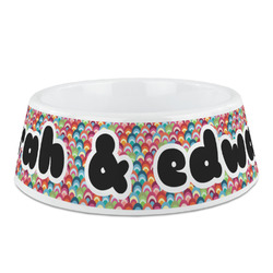 Retro Fishscales Plastic Dog Bowl (Personalized)
