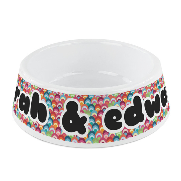 Custom Retro Fishscales Plastic Dog Bowl - Small (Personalized)