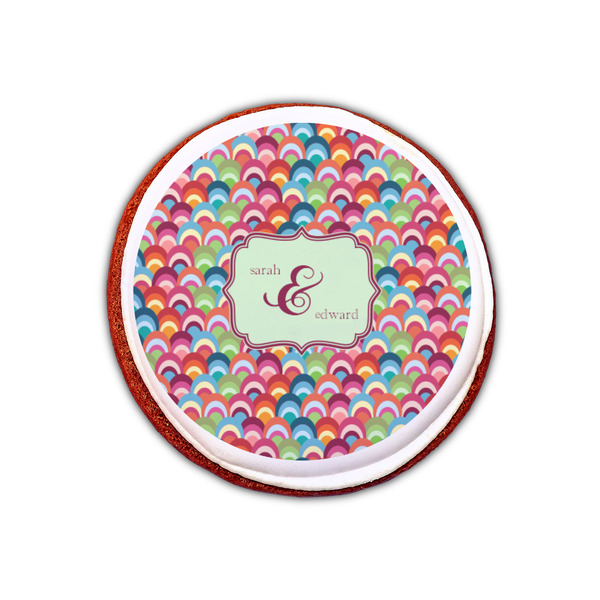 Retro Fishscales Printed Icing Circle - XSmall - On Cookie