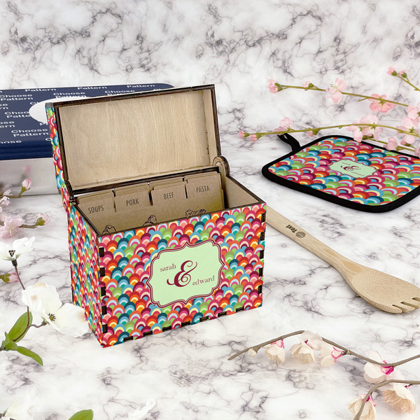 Retro Fishscales Recipe Box - Full Color - In Context