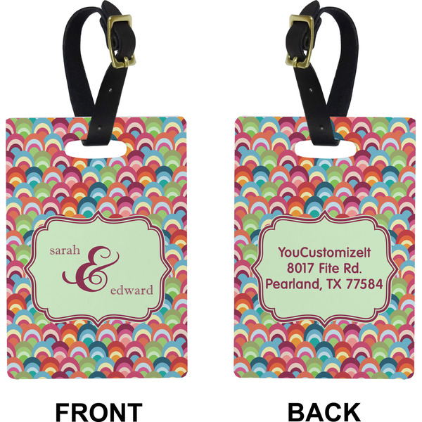 Retro Fishscales Rectangle Luggage Tag (Front + Back)