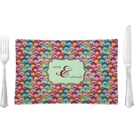 Retro Fishscales Rectangular Glass Lunch / Dinner Plate - Single or Set (Personalized)