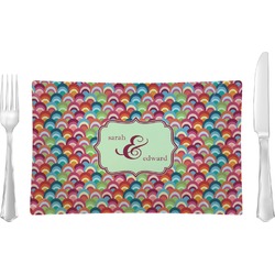 Retro Fishscales Glass Rectangular Lunch / Dinner Plate (Personalized)