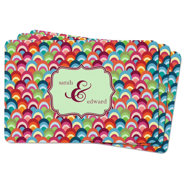 Retro Fishscales Rectangular Fridge Magnet - THREE