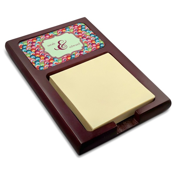 Custom Retro Fishscales Red Mahogany Sticky Note Holder (Personalized)