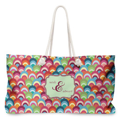 Retro Fishscales Large Tote Bag with Rope Handles (Personalized)